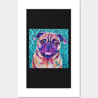 Billy - Tan Pug Dog artwork Posters and Art